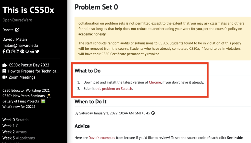 cs50.harvard.edu/x/ 's 'What to Do' part
