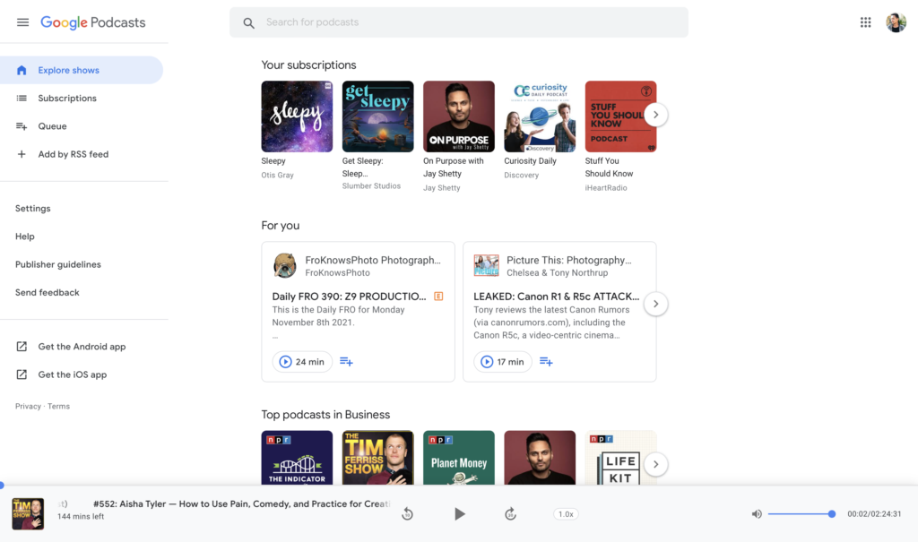 How to listen to a podcast? Google Podcasts