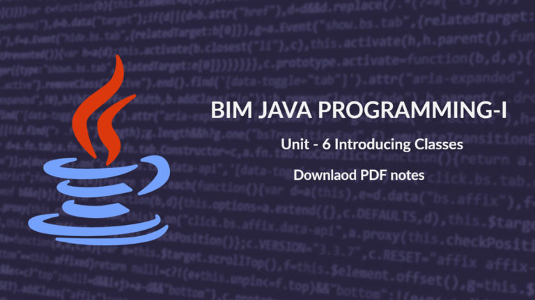 unit 6 introduction to classes