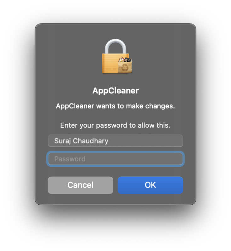 Uninstall an app from your mac enter password