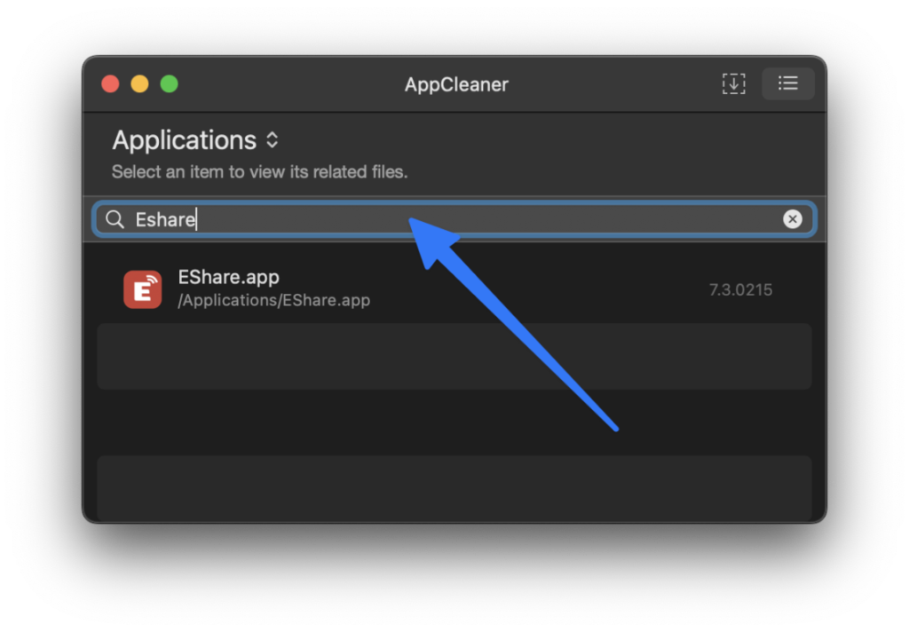 Uninstall an App Search in AppCleaner