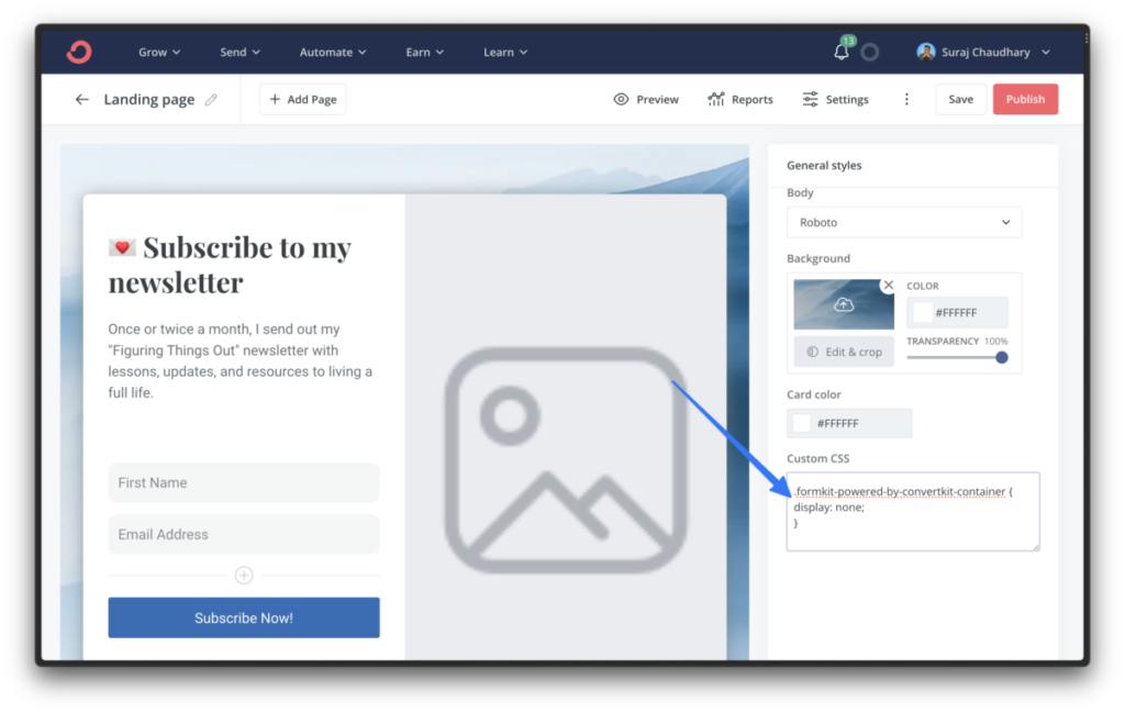 ConvertKit Custom CSS Paste