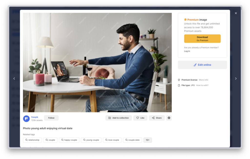 Clicking on Freepik Premium Photo