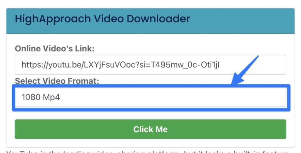 select the resolution youtube downloader